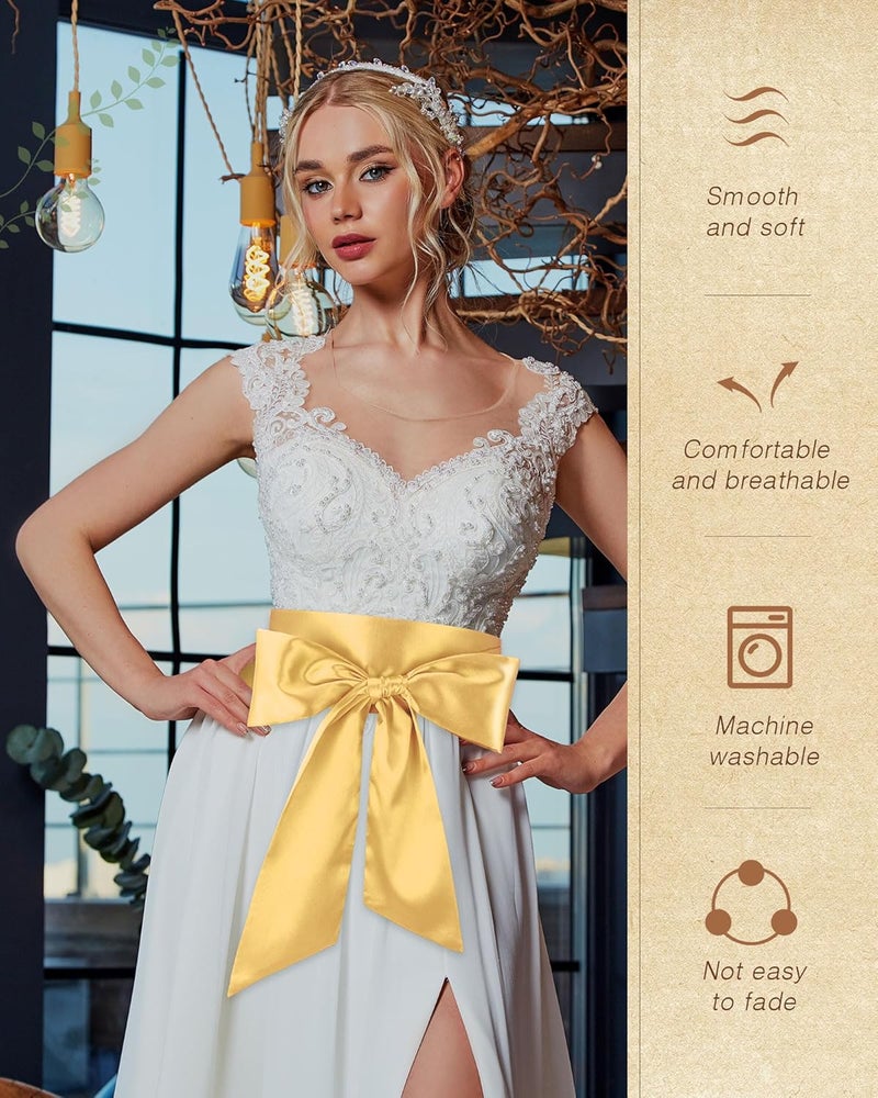 Glitopper Women Satin Waist Belts Dress Sash Waist Belt for Special Occasion Bridal Wedding Prom Formal 3.5'' Wide - Image 3